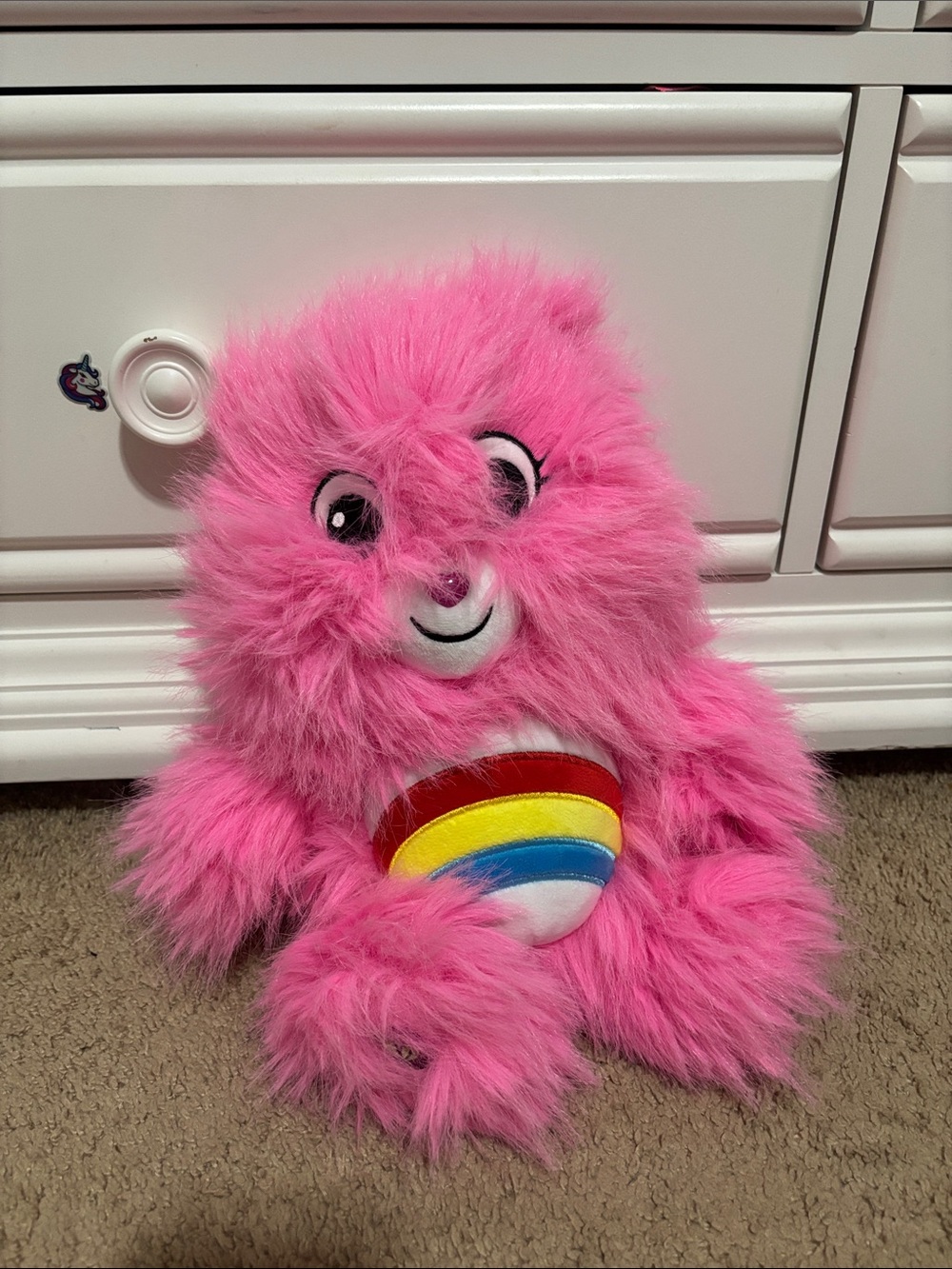 Plush Pink Rainbow Care Bear – Stuffed Animal